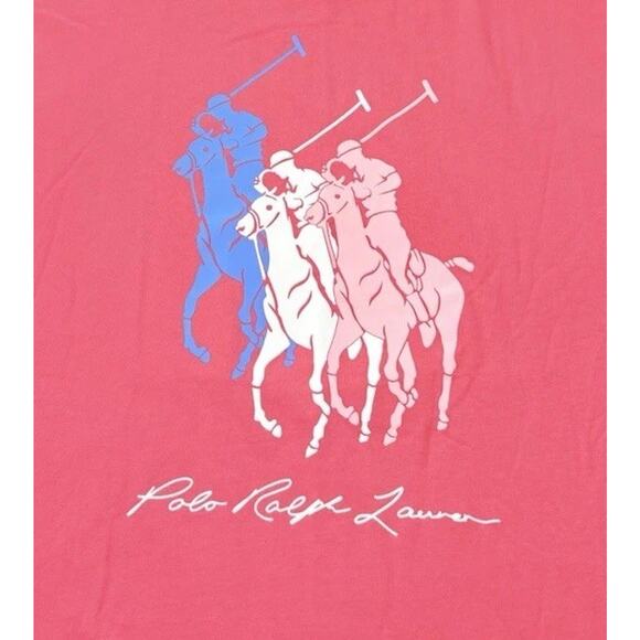 POLO RALPH LAUREN Men's Big Triple Pony Jersey Crewneck T-Shirt Coral Size M - Picture 5 of 8